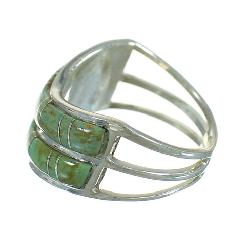 Genuine Sterling Silver Turquoise Inlay Ring Size 6-1/4 RX85227